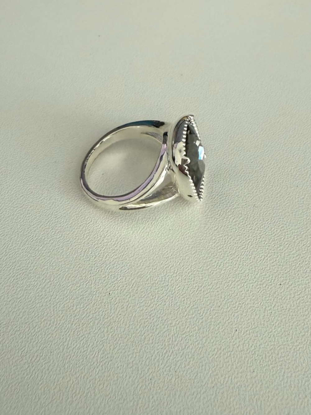 Avon Silver Ring with Smoky Gray Cushion Stone - Picture 3 of 3